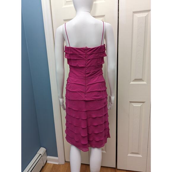 Tadashi Shoji Dress Size 2 Silk Barbiecore Knee Length Party Wedding Guest - Picture 5 of 16